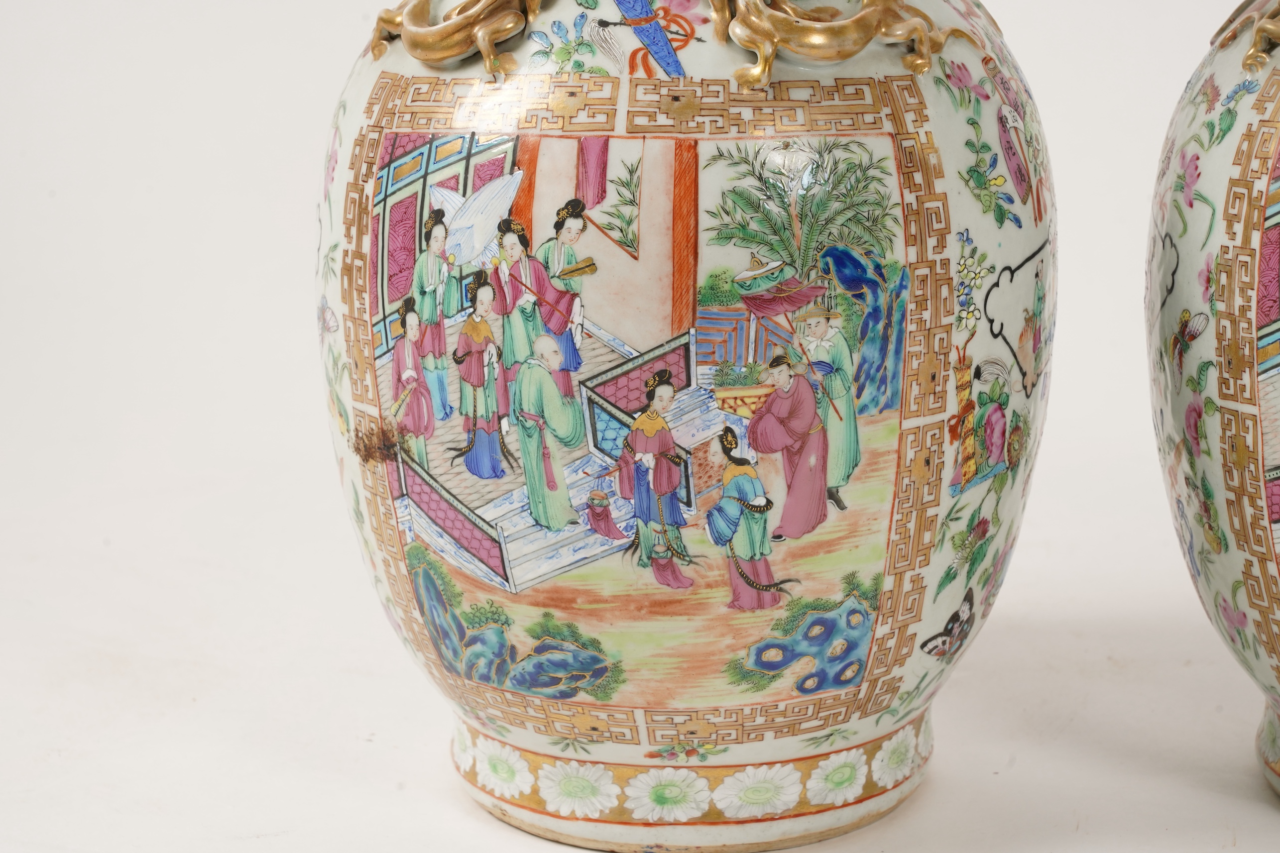 A pair of Chinese famille rose vases, Daoguang period, c.1830